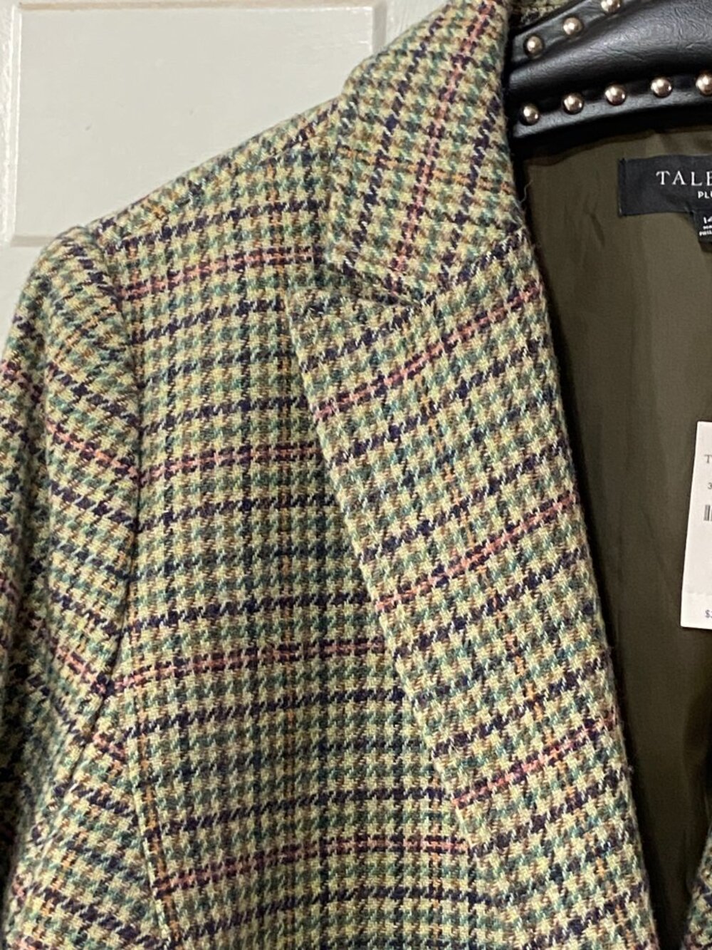 NWT Talbots Sz 14W Womens Wool Blend Jacket Button Front Pockets 2 Pockets Check - Picture 3 of 13